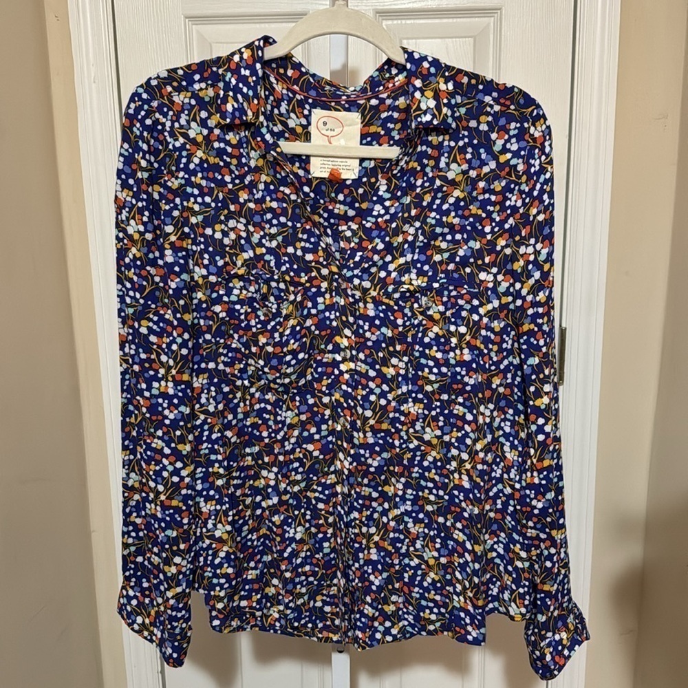 Anthropologie p of 52 pop pourri blouse Colloquial Buttondown conversations - Picture 4 of 5